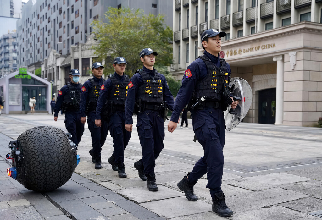 En China patrulla un nuevo robot policía imparable: identifica objetivos, lanza redes, bombas de gas y casi nunca descansa